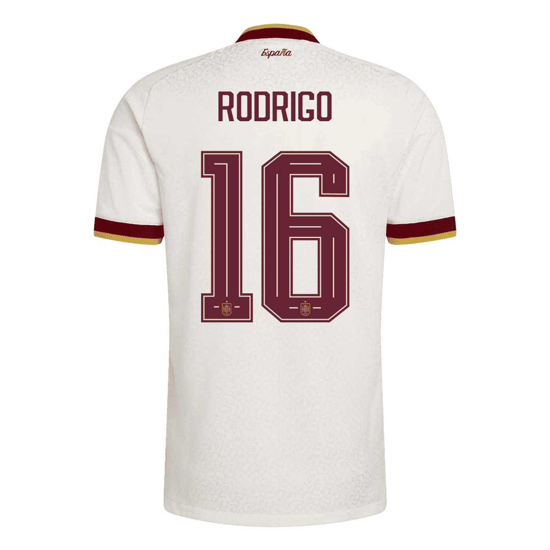 RODRIGO #16 Espagne Extérieur Maillot 2 Stars - Champion Edition - Coupe du Monde 2026 Blanc Joueur