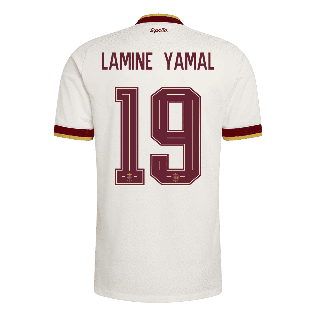 LAMINE YAMAL #19 Espagne Extérieur Maillot 2 Stars - Champion Edition - Coupe du Monde 2026 Blanc Joueur