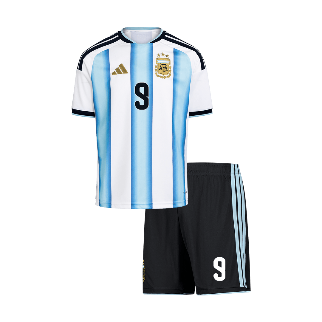 Kids J.ÁLVAREZ #9 Argentine Domicile Maillot Kit - Coupe du Monde 2026 Blue&White - Super