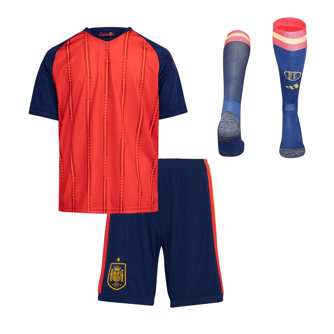 Espagne Domicile Maillot 2 Stars - Champion Edition Kit - Coupe du Monde 2026 Enfant Rouge