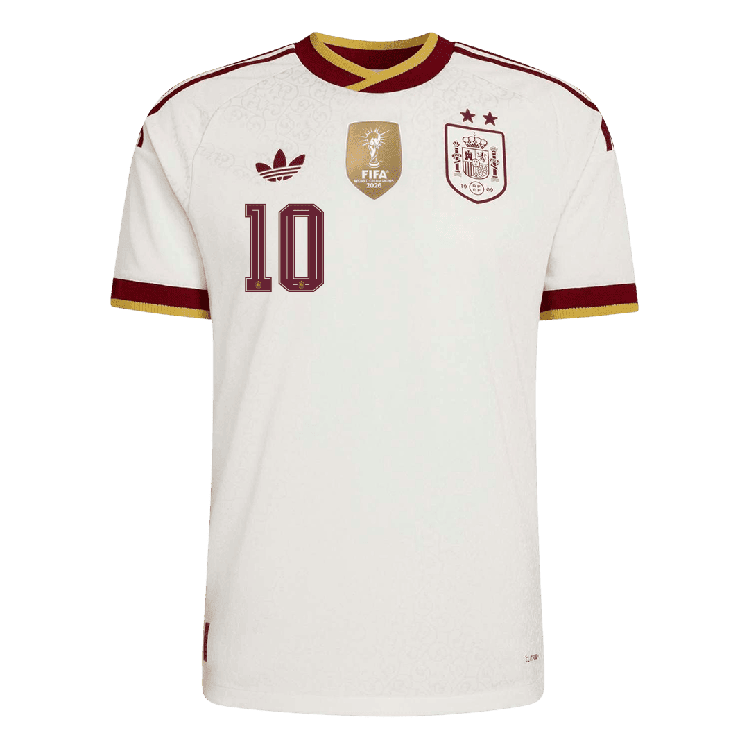 OLMO #10 Espagne Extérieur Maillot - Coupe du Monde 2026 Blanc Joueur