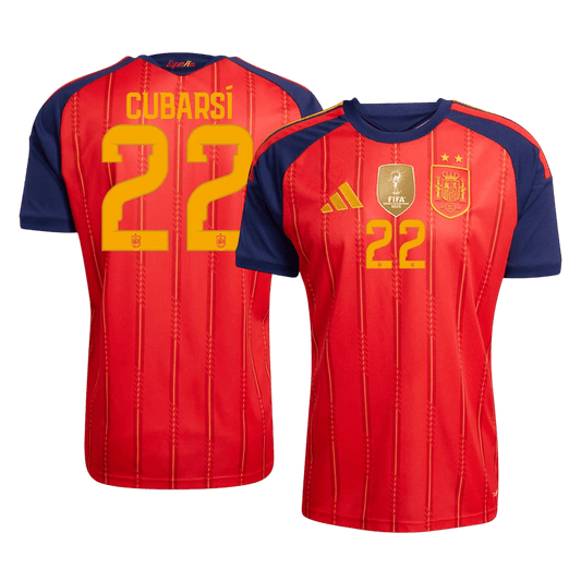 CUBARSÍ #22 Espagne Domicile Maillot 2 Stars - Champion Edition - Coupe du Monde 2026 Rouge