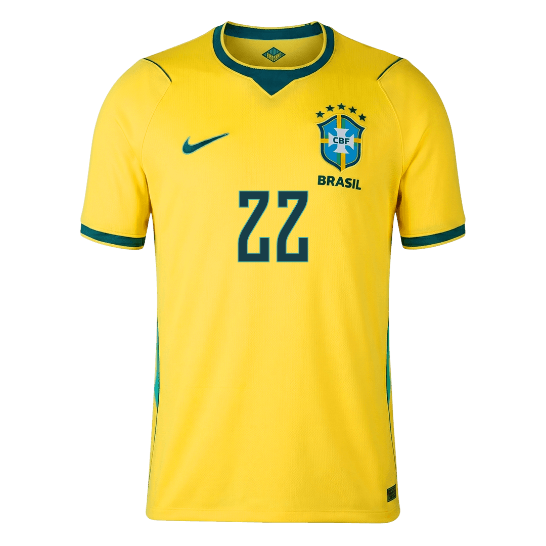 JOÃO PEDRO #22 Brésil Domicile Maillot - Coupe du Monde 2026 Jaune