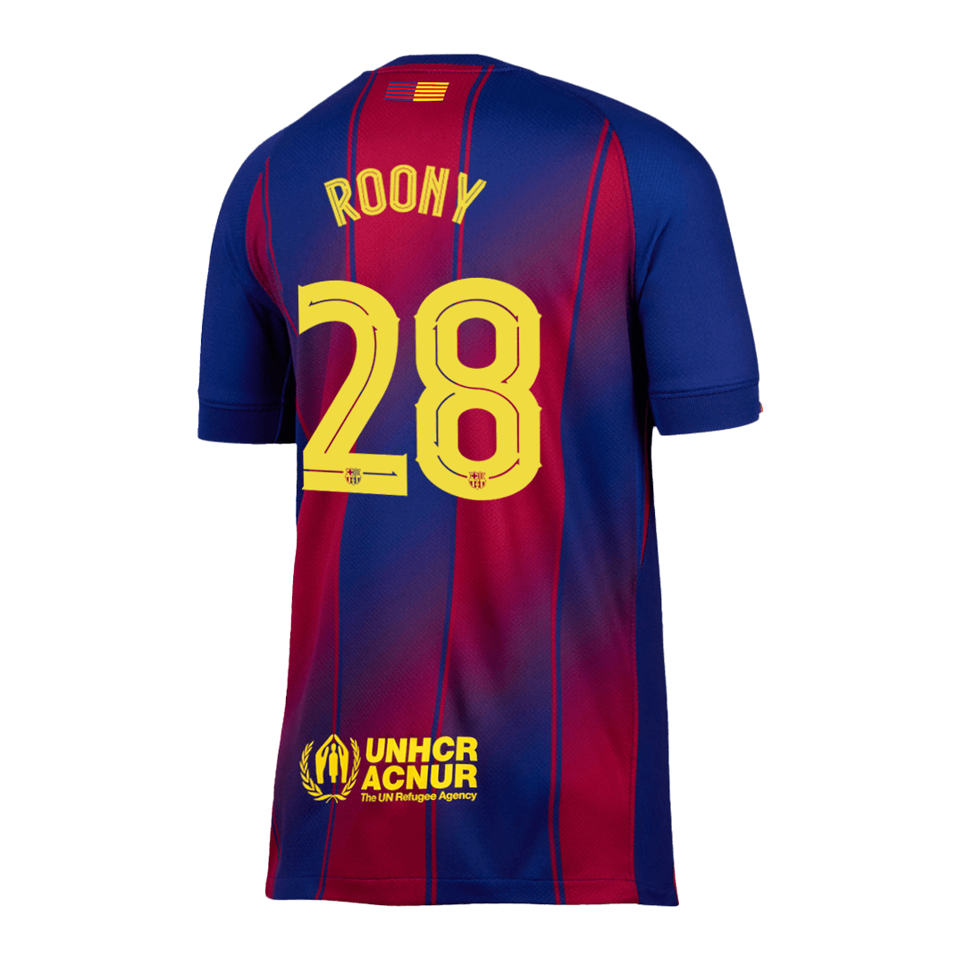 ROONY #28 Barcelone Domicile Maillot 2025/26 Rouge et Bleu - UCL - Super