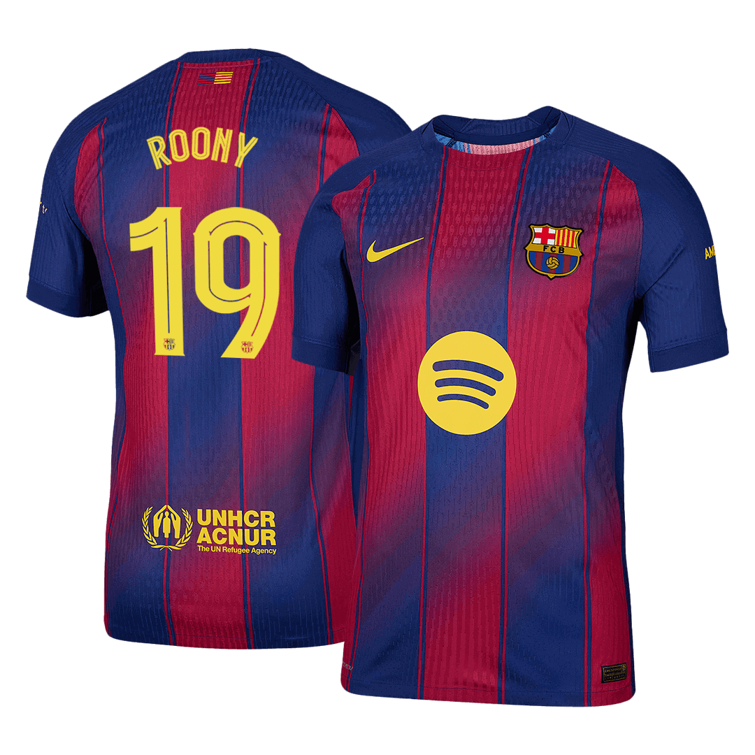 ROONY #19 Barcelone Domicile Maillot 2025/26 Rouge et Bleu Joueur - UCL