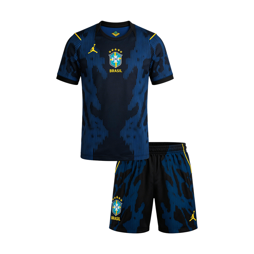 Brésil Extérieur Maillot Kit - Coupe du Monde 2026 Enfant Bleu marine