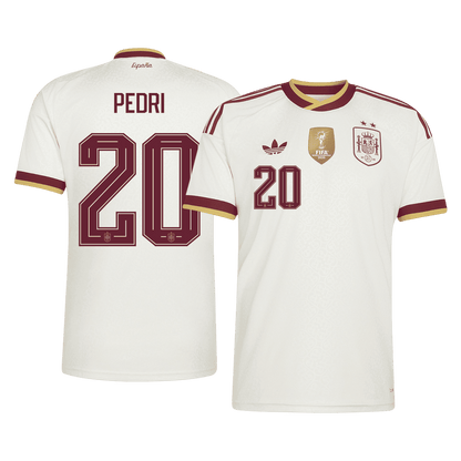 PEDRI #20 Espagne Extérieur Maillot 2 Stars - Champion Edition - Coupe du Monde 2026 Blanc