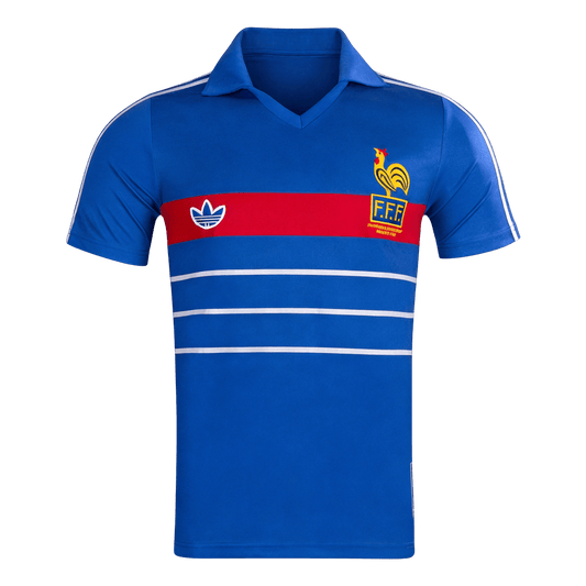 Retro France Domicile Maillot 1984 Bleu