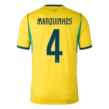 MARQUINHOS #4 Brésil Domicile Maillot - Coupe du Monde 2026 Jaune