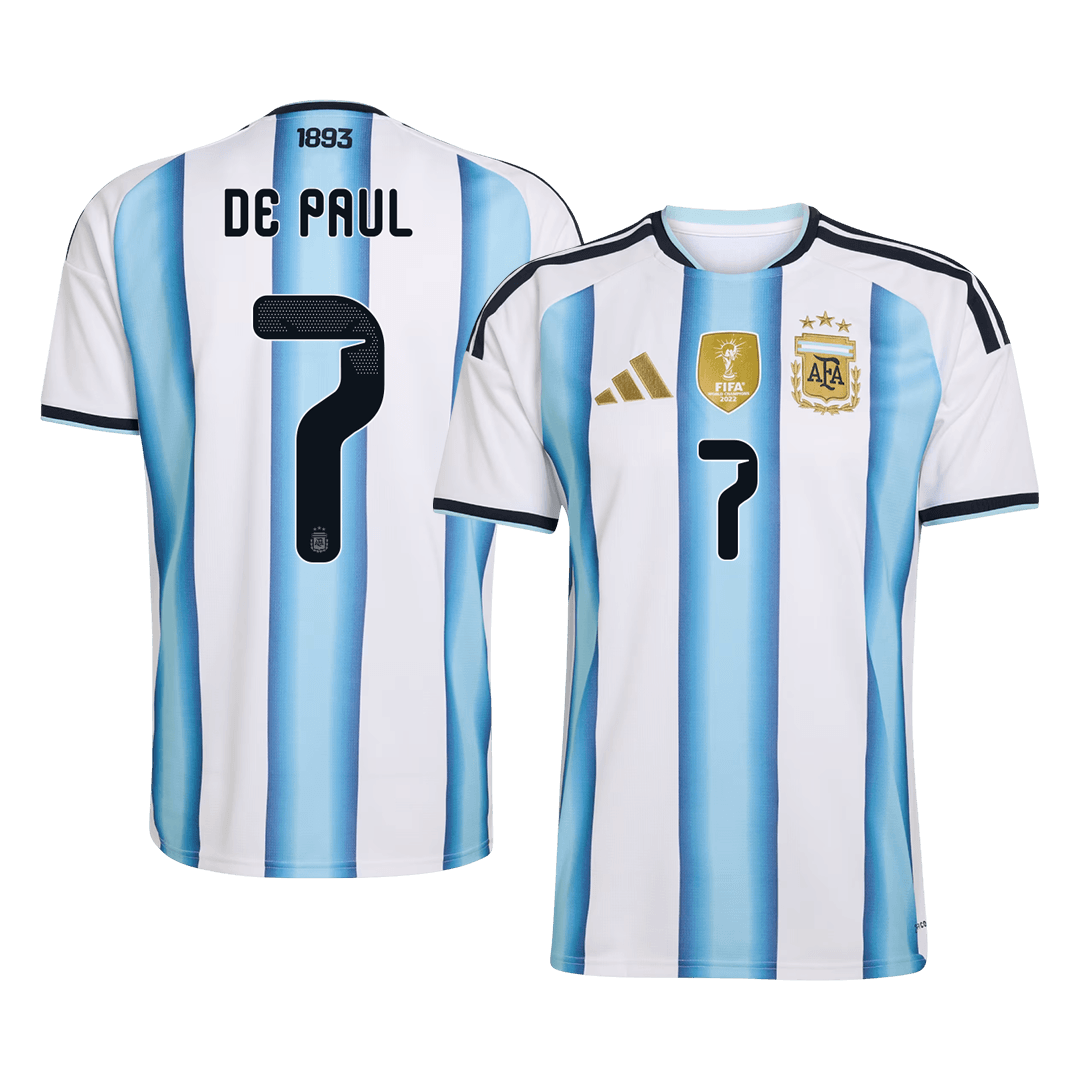 DE PAUL #7 Argentine Domicile Maillot - Coupe du Monde 2026 Blue&White - Super
