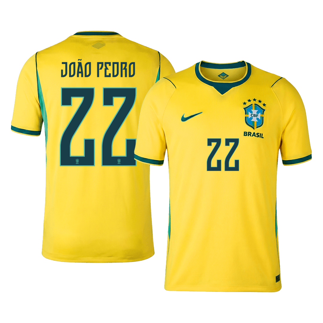 JOÃO PEDRO #22 Brésil Domicile Maillot - Coupe du Monde 2026 Jaune