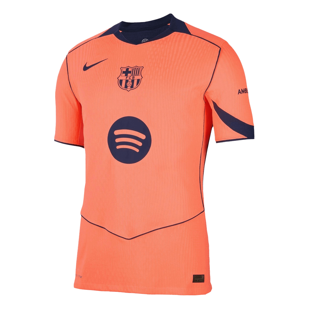 LAMINE YAMAL #10 Barcelone Third Maillot 2025/26 Orange Authentique - UCL