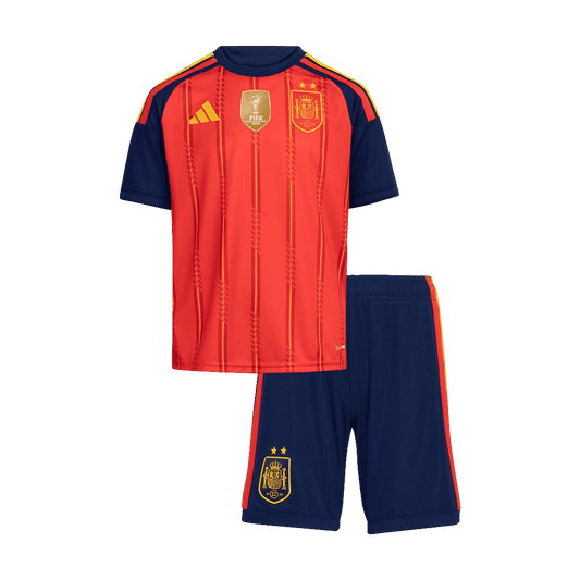 Espagne Domicile Maillot 2 Stars - Champion Edition Kit - Coupe du Monde 2026 Enfant Rouge
