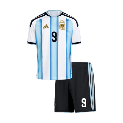Kids J.ÁLVAREZ #9 Argentine Domicile Maillot Kit - Coupe du Monde 2026 Blue&White - Super