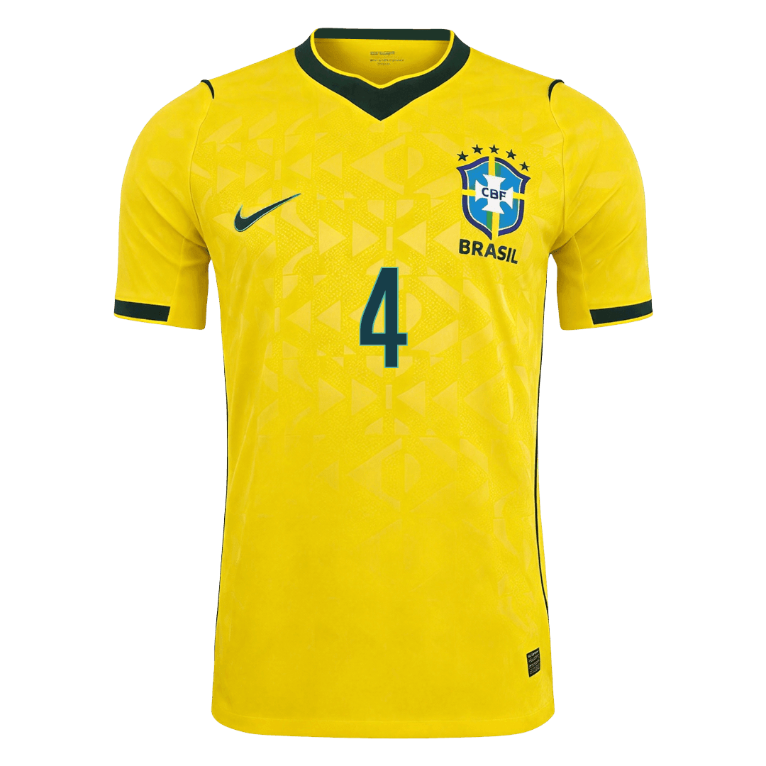 MARQUINHOS #4 Brésil Domicile Maillot - Coupe du Monde 2026 Jaune Joueur
