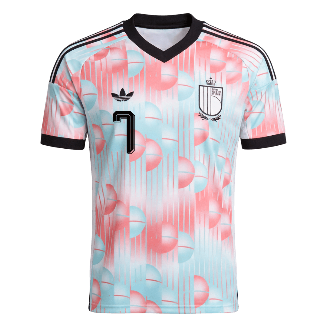 DE BRUYNE #7 Belgique Extérieur Maillot - Coupe du Monde 2026 Blue&Pink
