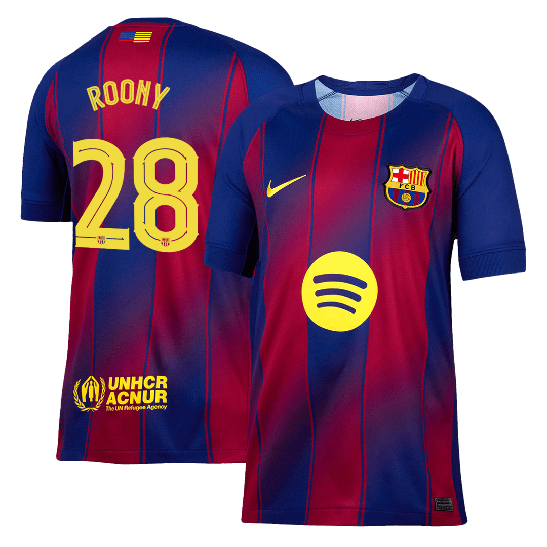 ROONY #28 Barcelone Domicile Maillot 2025/26 Rouge et Bleu - UCL - Super