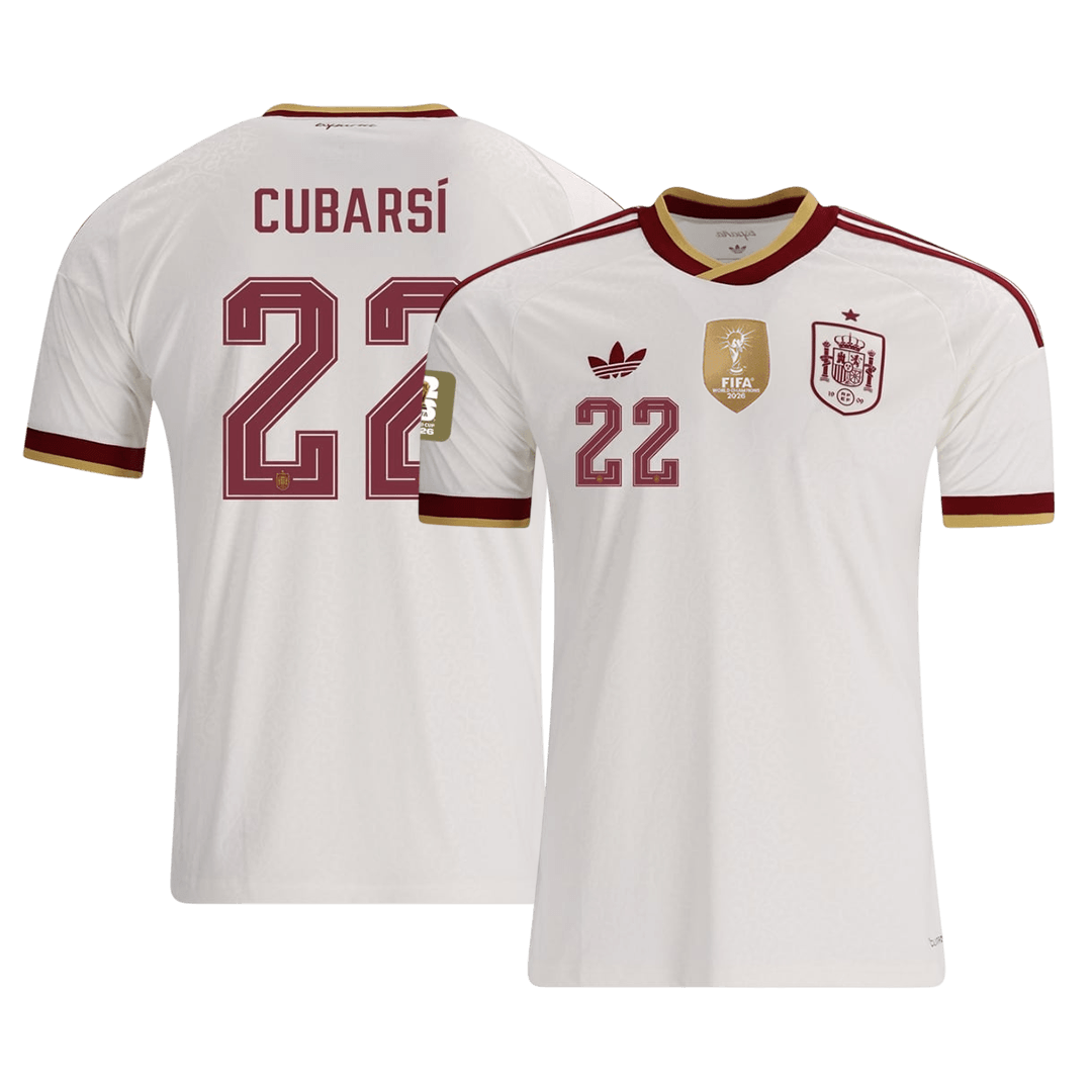 CUBARSÍ #22 Espagne Extérieur Maillot - Coupe du Monde 2026 Blanc