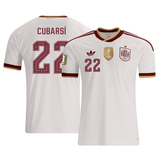 CUBARSÍ #22 Espagne Extérieur Maillot 2 Stars - Champion Edition - Coupe du Monde 2026 Blanc