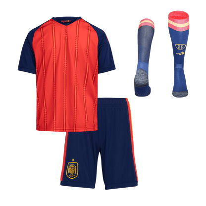 Espagne Domicile Maillot 2 Stars - Champion Edition Kit - Coupe du Monde 2026 Enfant Rouge