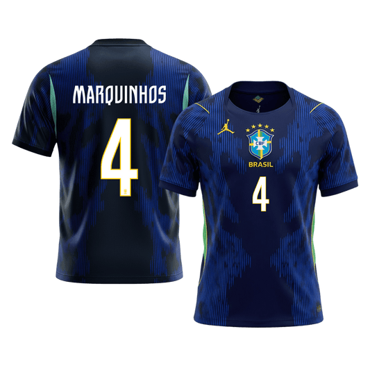 MARQUINHOS #4 Brésil Extérieur Maillot - Coupe du Monde 2026 Bleu marine