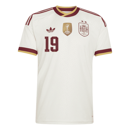 LAMINE YAMAL #19 Espagne Extérieur Maillot - Coupe du Monde 2026 Blanc