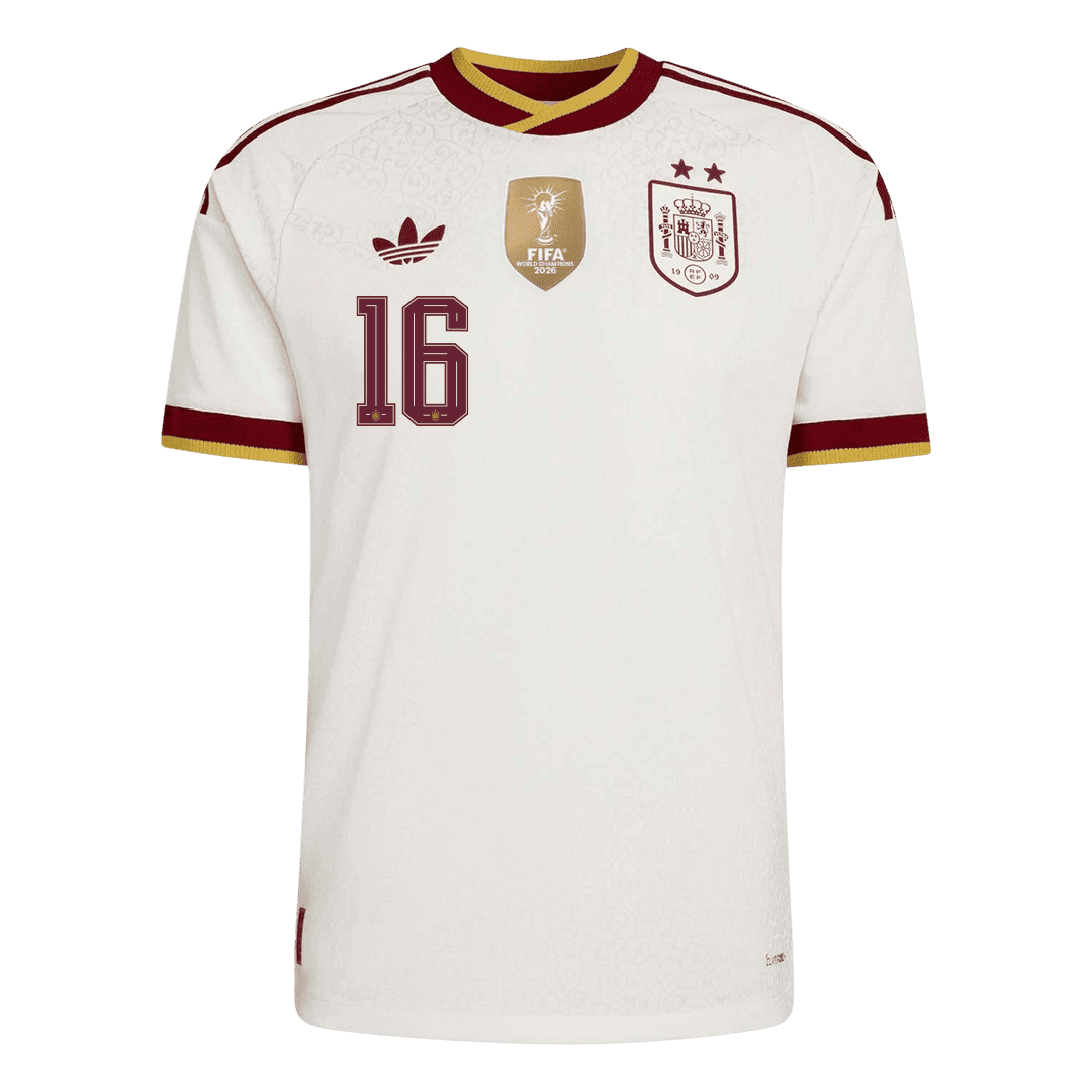 RODRIGO #16 Espagne Extérieur Maillot - Coupe du Monde 2026 Blanc Joueur