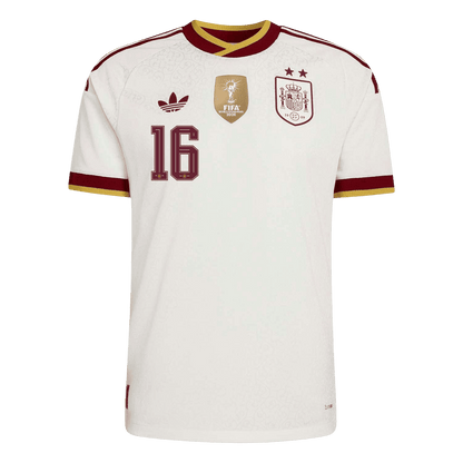RODRIGO #16 Espagne Extérieur Maillot 2 Stars - Champion Edition - Coupe du Monde 2026 Blanc Joueur