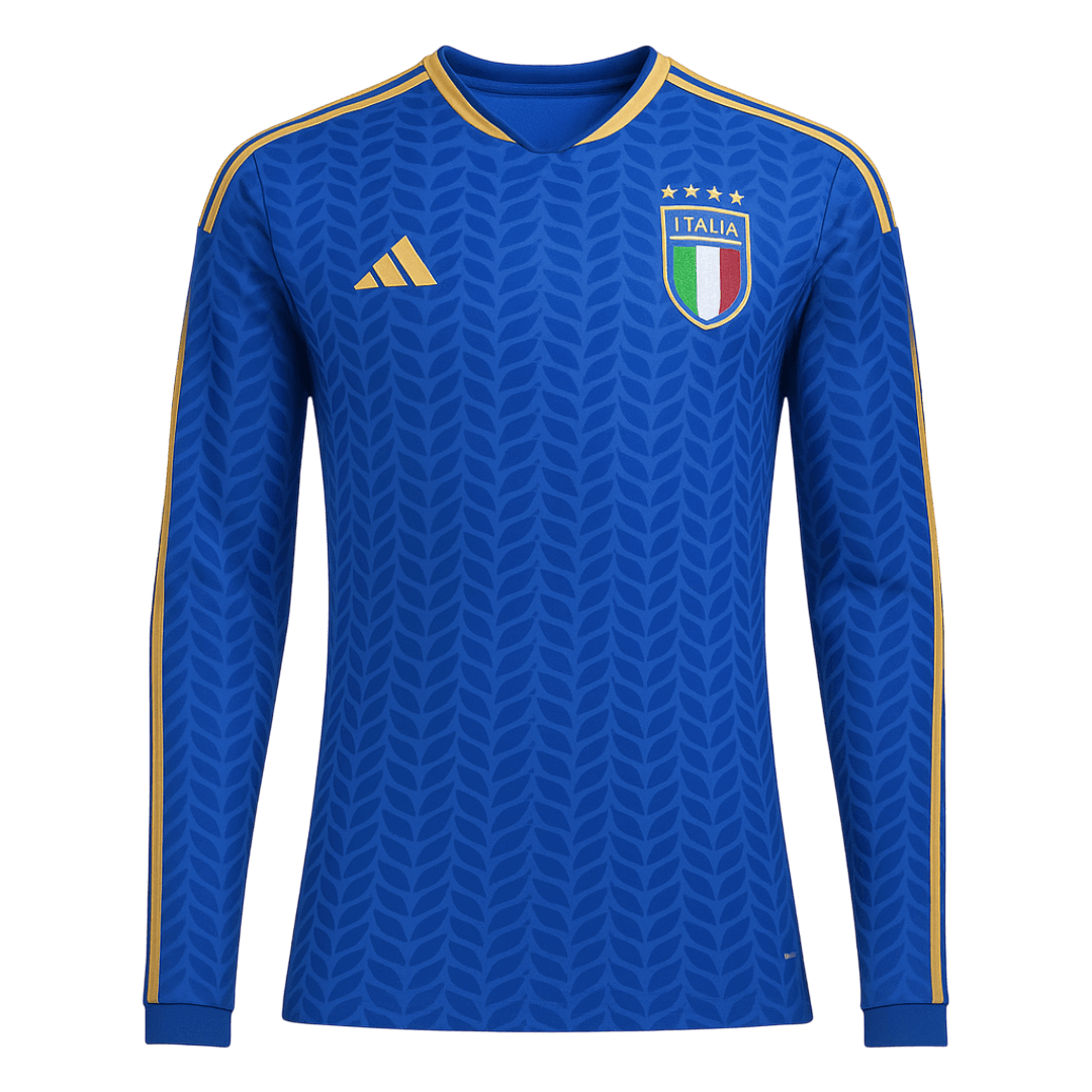 Italie Domicile Maillot Manches Longues - Coupe du Monde 2026 Bleu Grande Taille