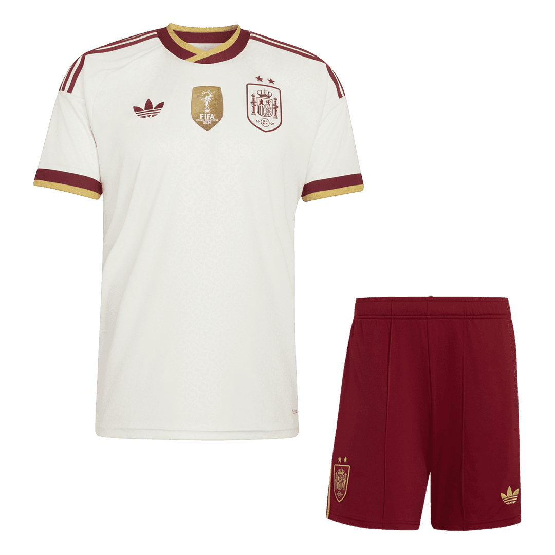 Espagne Extérieur Maillot 2 Stars - Champion Edition Kit - Coupe du Monde 2026 Enfant Blanc