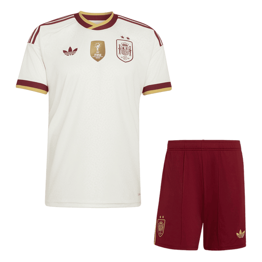 Espagne Extérieur Maillot 2 Stars - Champion Edition Kit - Coupe du Monde 2026 Enfant Blanc