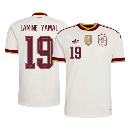 LAMINE YAMAL #19 Espagne Extérieur Maillot - Coupe du Monde 2026 Blanc Joueur
