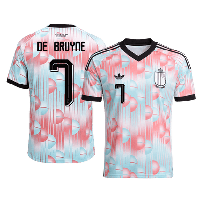 DE BRUYNE #7 Belgique Extérieur Maillot - Coupe du Monde 2026 Blue&Pink