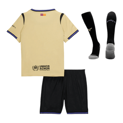 Barcelone Extérieur Maillot Kit 2025/26 Enfant Jaune&Noir