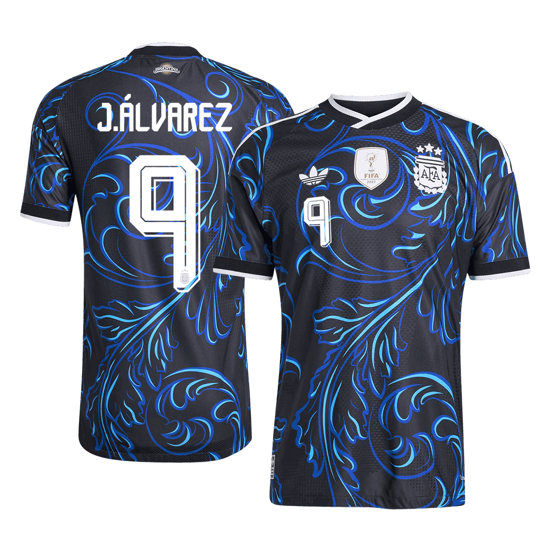 J. ÁLVAREZ #9 Argentine Extérieur Maillot - Coupe du Monde 2026 Noir Joueur