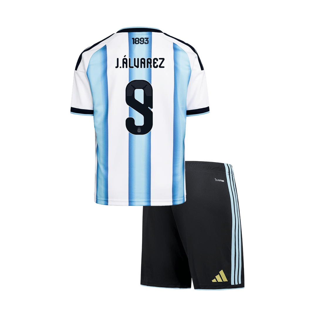 Kids J.ÁLVAREZ #9 Argentine Domicile Maillot Kit - Coupe du Monde 2026 Blue&White - Super