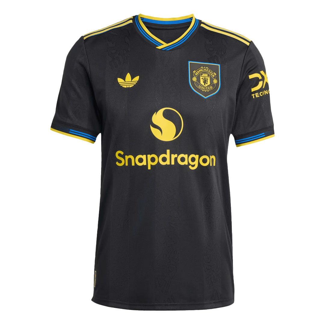 Manchester United Third Maillot 2025/26 Noir Authentique Grande Taille