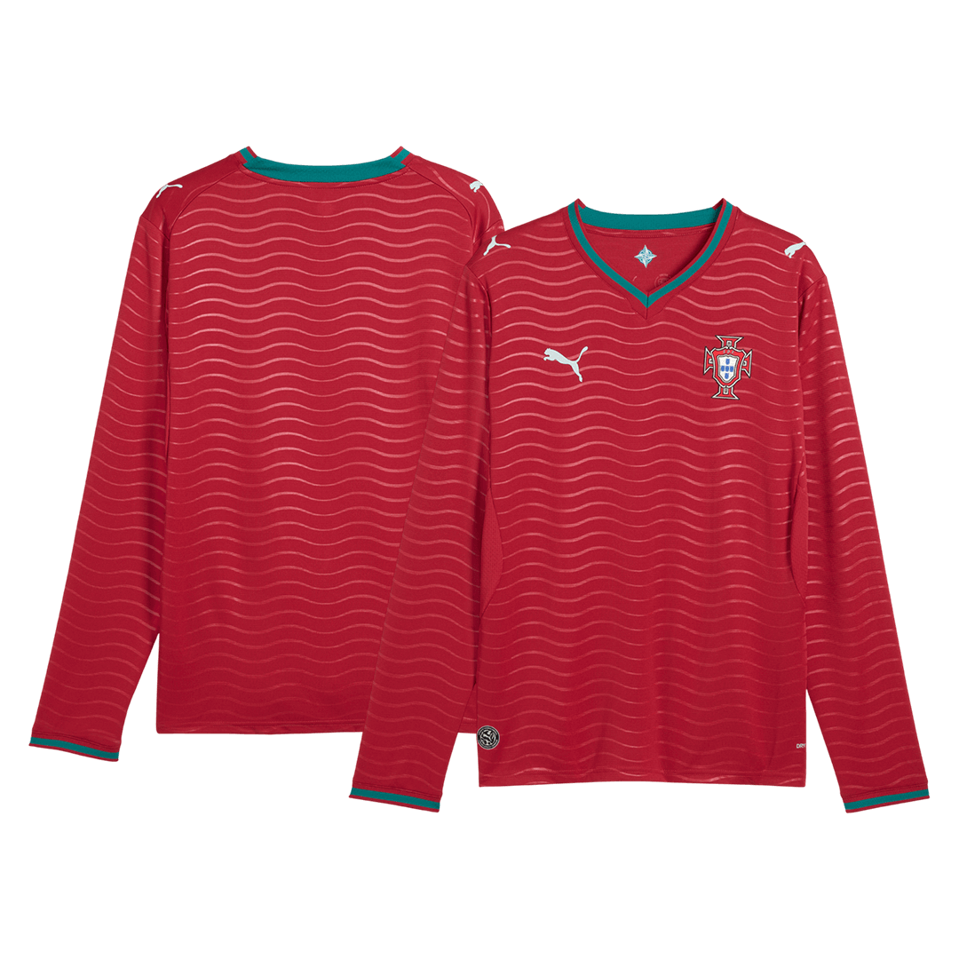 Portugal Domicile Maillot Manches Longues - Coupe du Monde 2026 Rouge Grande Taille