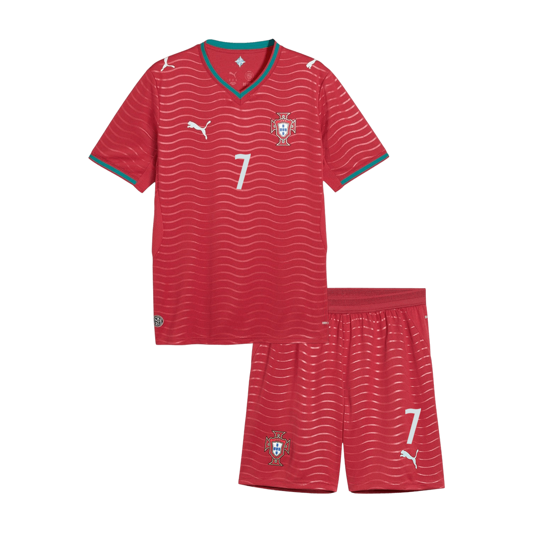 Kids RONALDO #7 Portugal Domicile Maillot Kit - Coupe du Monde 2026 Rouge - Super