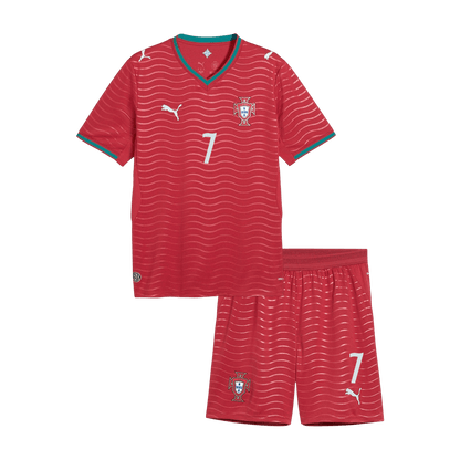 Kids RONALDO #7 Portugal Domicile Maillot Kit - Coupe du Monde 2026 Rouge - Super