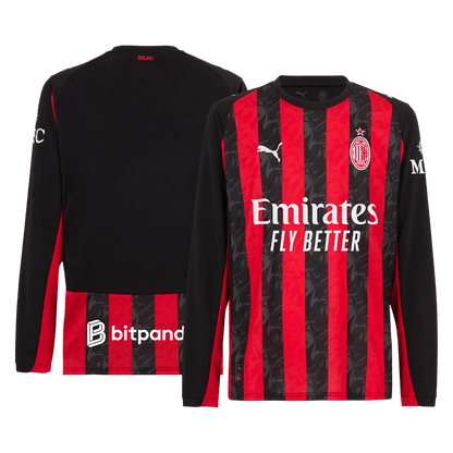AC Milan Domicile Maillot Manches Longues 2025/26 Rouge&Noir Grande Taille